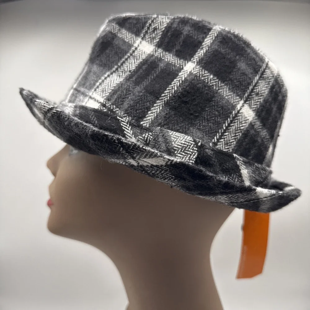 Black Jack DMD Fedora‎ Hat Black Plaid OS Retro 90s Style Dark Academia